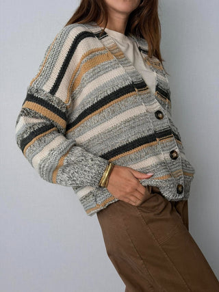 Cardigan righe 3 bottoni - HaveOne