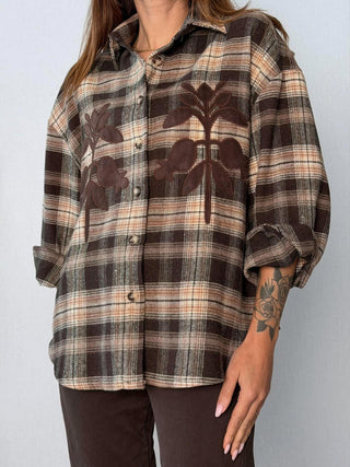 Camicia check fiori Vigone moro