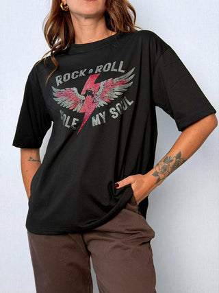T-Shirt Rock & Roll Nero - Susy Mix
