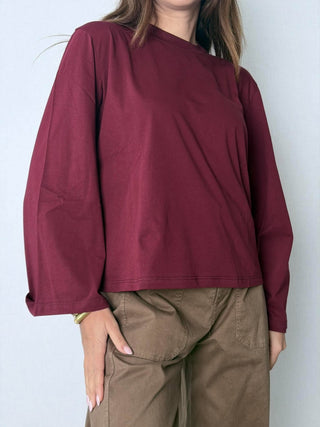 T-shirt manica a calla prugna - Susy Mix