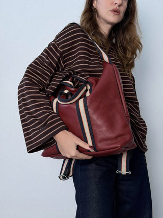 Borsa-Zaino pelle Vicky Bordeaux