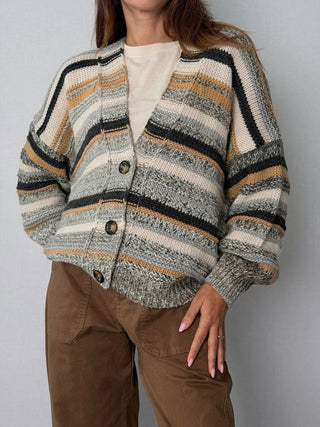 Cardigan righe 3 bottoni - HaveOne