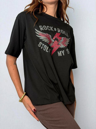 T-Shirt Rock & Roll Nero - Susy Mix