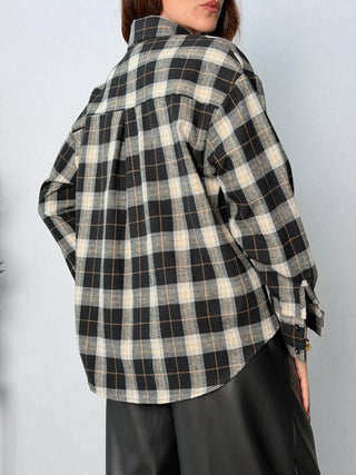 Camicia check nero-grigio