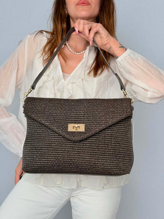 Borsa rafia e pelle Patrizia