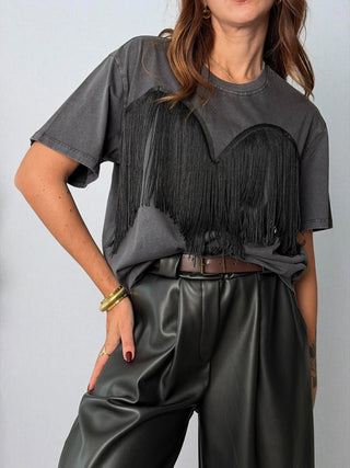 T-Shirt Frange Grigio