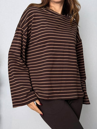 Maglia riga Lucca Marrone