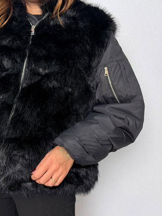 Bomber ecopelliccia Marsciano Nero