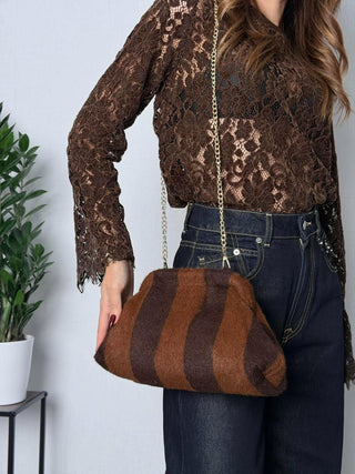 Borsa Stripe Marrone