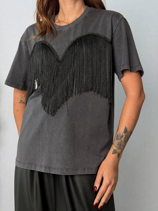 T-Shirt Frange Grigio