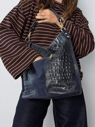 Borsa Croco Blu