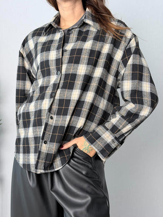 Camicia check nero-grigio