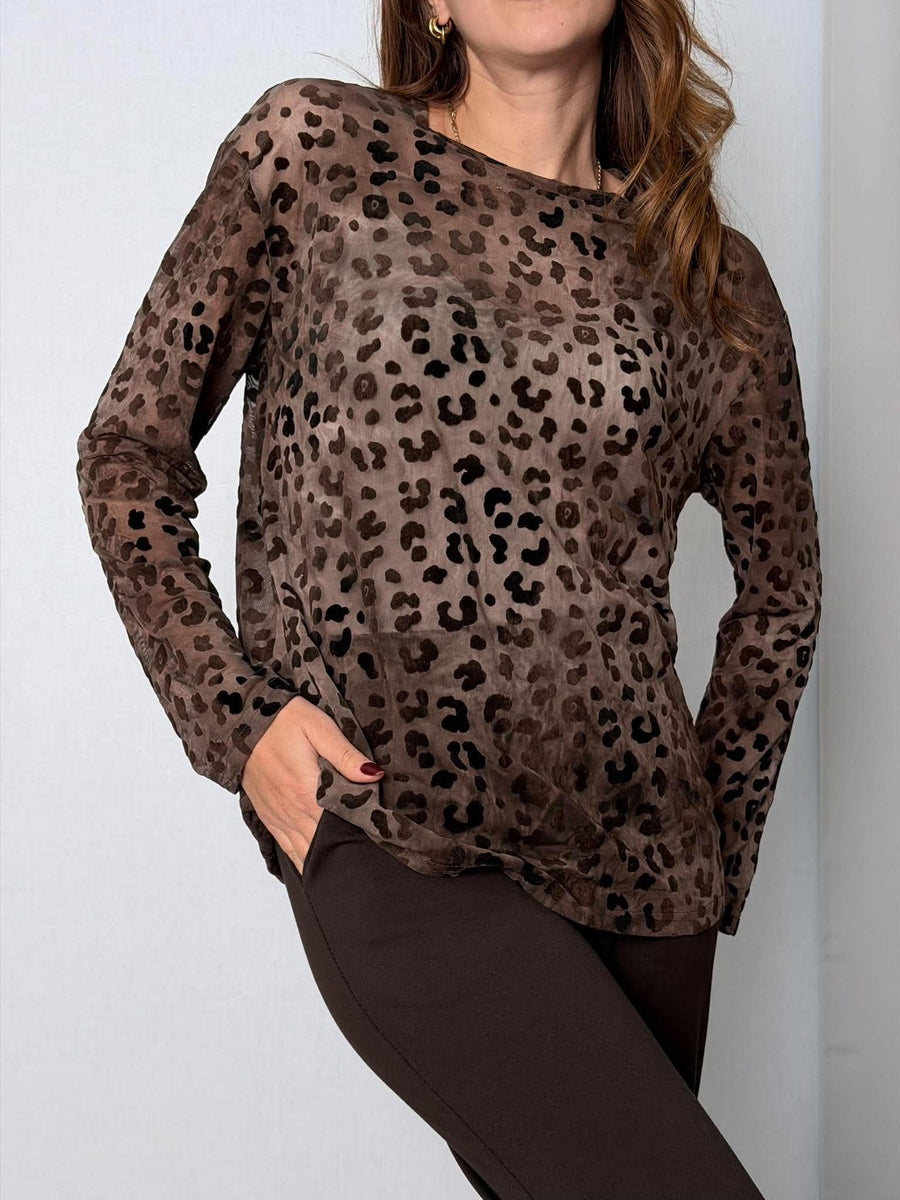 Maglia traforata Leo moro