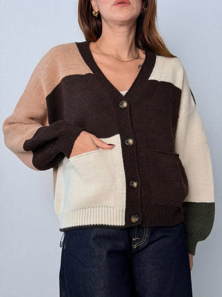 Cardigan multicolor Marrone