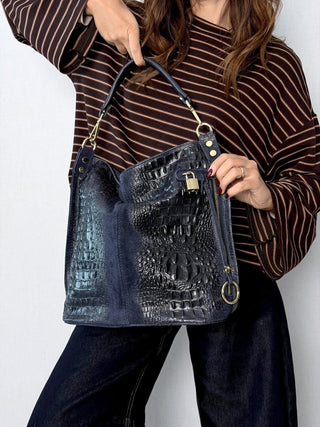 Borsa Croco Blu