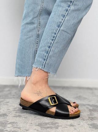Black nappa slipper - Frau