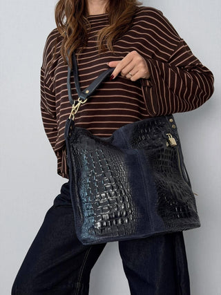 Borsa Croco Blu