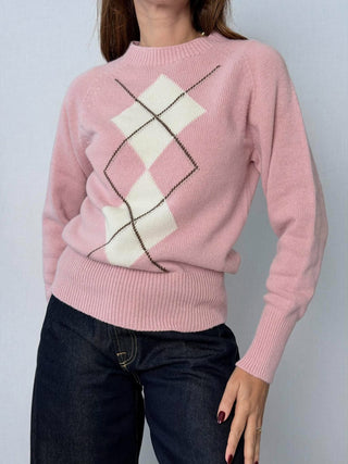 Maglia rombi rosa-bianco