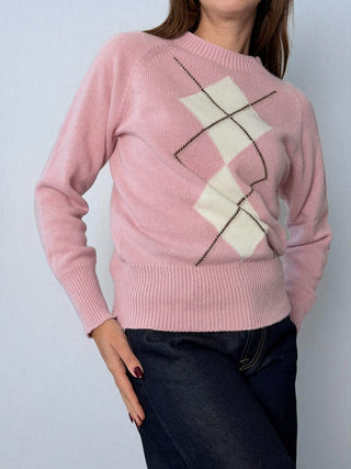 Maglia rombi rosa-bianco