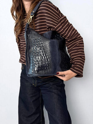 Borsa Croco Blu