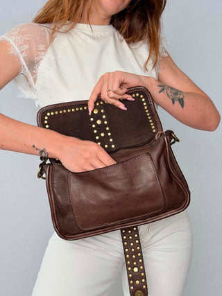 Borsa pelle con borchie Mirta