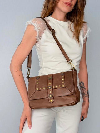 Flora leather bag with studs