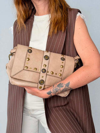 Flora leather bag with studs