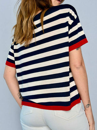 Striped boat neck top - Susy Mix