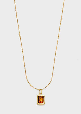 PENDENTE/COLLANA SQUARE PIETRA ARANCIO/ORO
