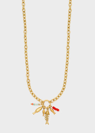 CHAIN NECKLACE LITTLE FISH STAINLESS STEEL GOLD