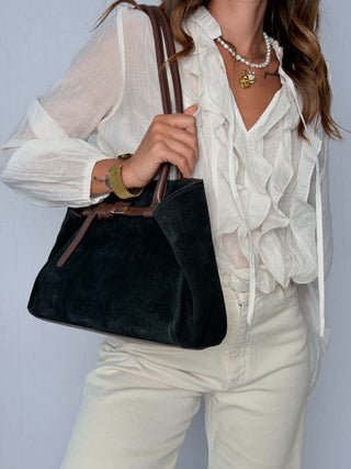 Borsa camoscio Elettra Nero