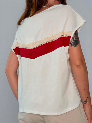 T-Shirt 56363 bianco rosso