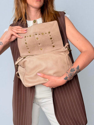 Borsa pelle con borchie Flora