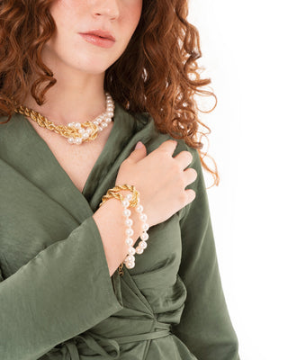 Bracciale nodo con perle e catena