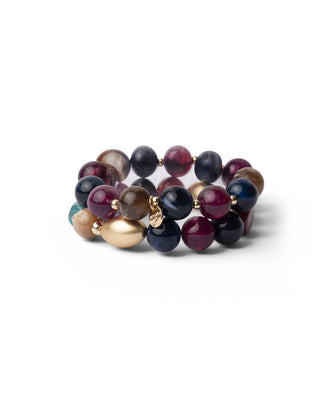 Bracciale a due fili con pietre blu e violaa