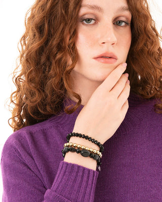 Bracciale multi filo con pietre nere