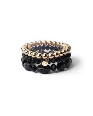 Bracciale multi filo con pietre nere