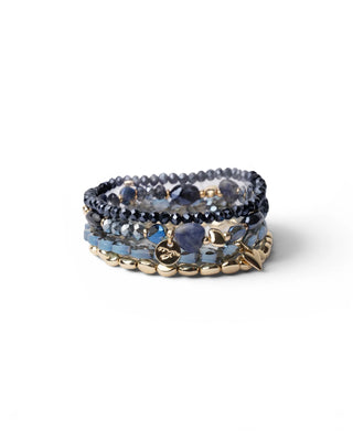 Bracciale multi filo con pietre tono blu