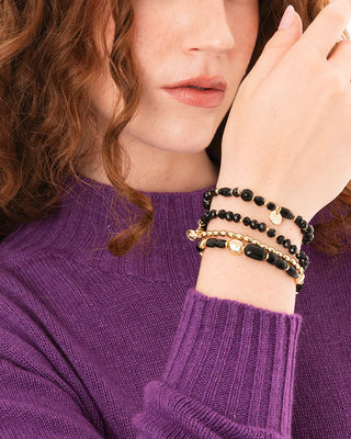 Bracciale elastico in vetro nere