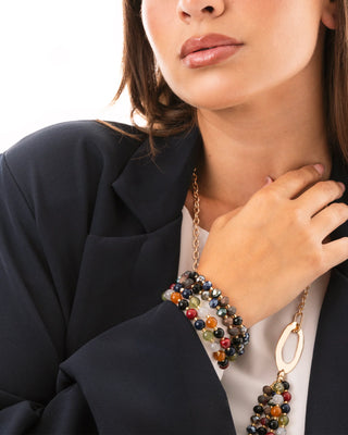 Bracciale a quattro fili con pietre multicolore