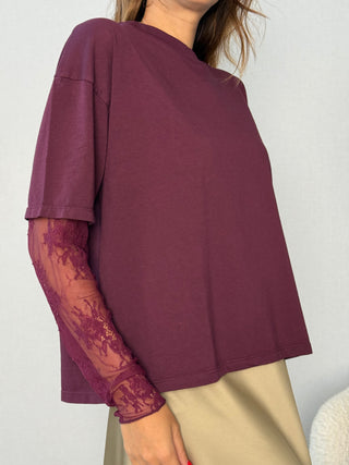 T-shirt manica pizzo barolo - Susy Mix