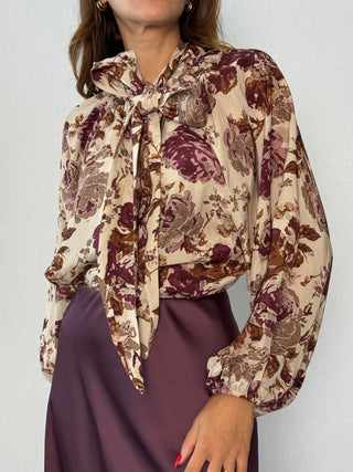 Camicia fiori con fiocco