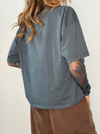 T-shirt manica pizzo piombo - Susy Mix