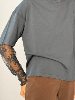 T-shirt manica pizzo piombo - Susy Mix