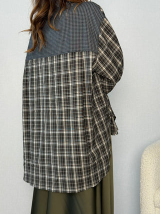 Camicia over con applicazioni Seregno Verde-Blu