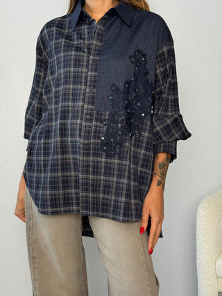 Camicia over con applicazioni Seregno Blu