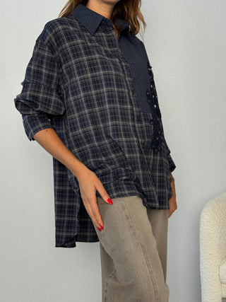 Camicia over con applicazioni Seregno Blu