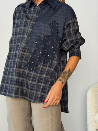 Camicia over con applicazioni Seregno Blu