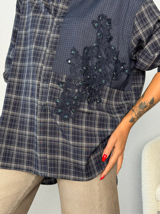 Camicia over con applicazioni Seregno Blu