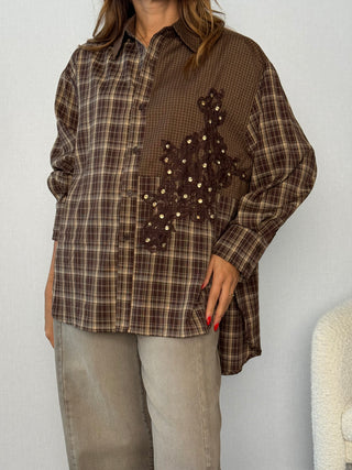 Camicia over con applicazioni Seregno Marrone